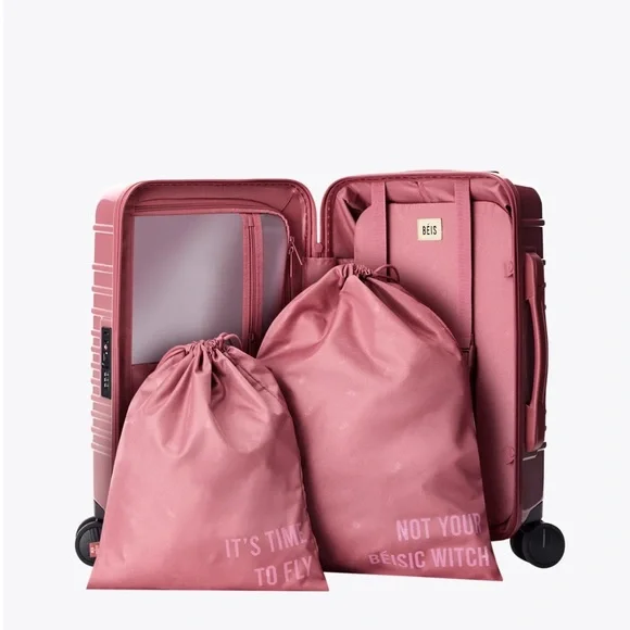 Beis Small Carry-On Roller in Wicked Pink NWT - Picture 8 of 13